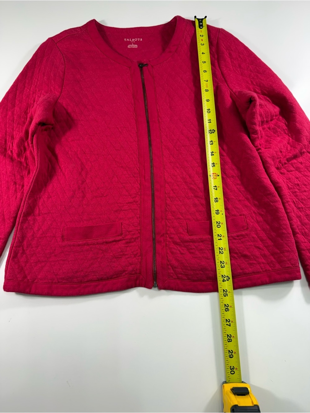 Talbots Deep Raspberry Zip-Front Quilt Sweatshirt - Picture 3 of 7